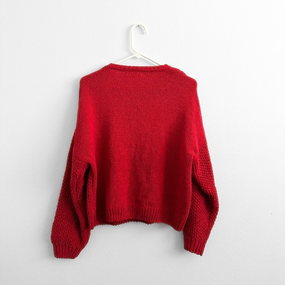 Love Tree Woman's Knit Sweater Valentine's Red Bohemian Comfy Soft & Warm Large - Picture 2 of 3
